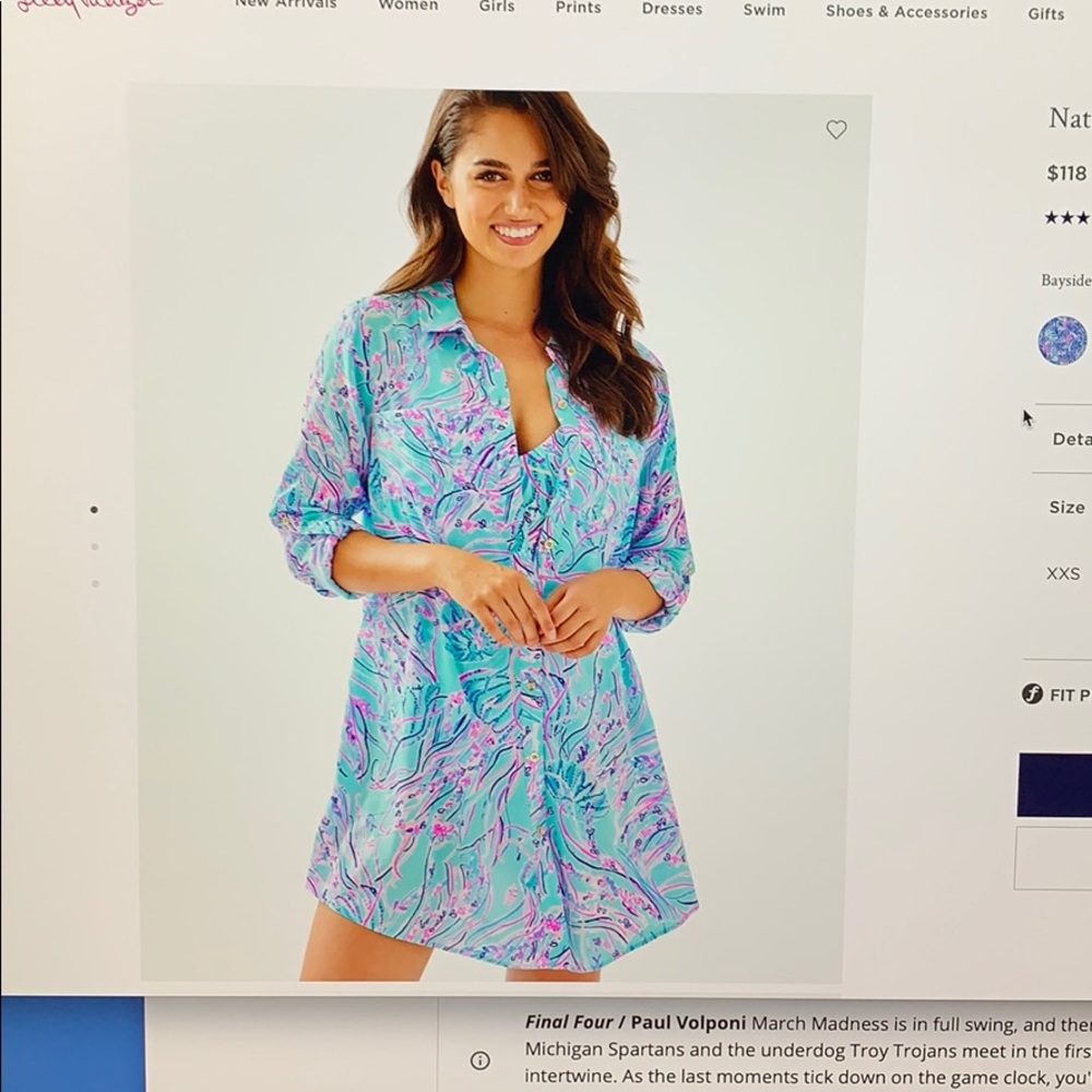 Lily Pulitzer Natalie Shirtdress Cover-Up. NWOT